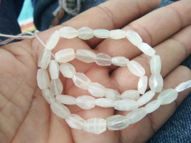 white moonstone gemstone 7x10 mm oval faceted beads 13" strands