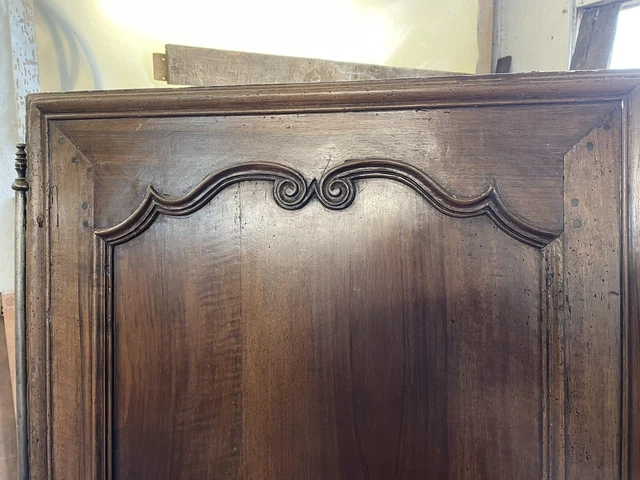 Pair 19th C french Walnut antique armoire doors 3