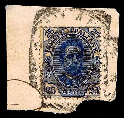1891-96 Italy#70 - King Humbert I On Piece - Used - F/Vf - Cv$10.00 (Esp#1999)