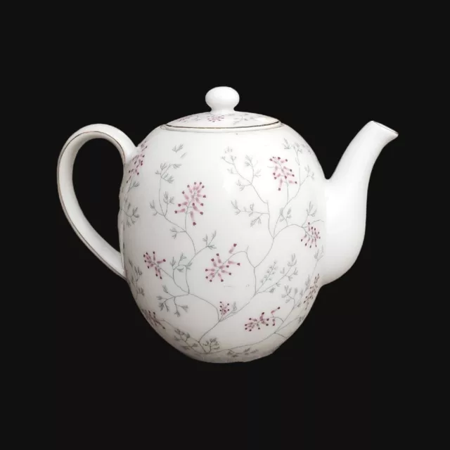 Vintage Arzberg Teapot Germany Pink Flowers on White Porcelain Gold Trim