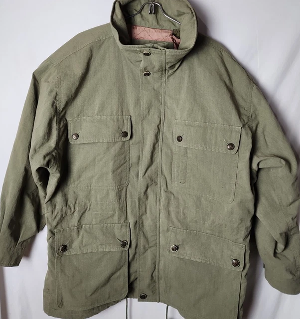 Timberland Weathergear Men M Canvas Quilted Lining Full Zip Jacket