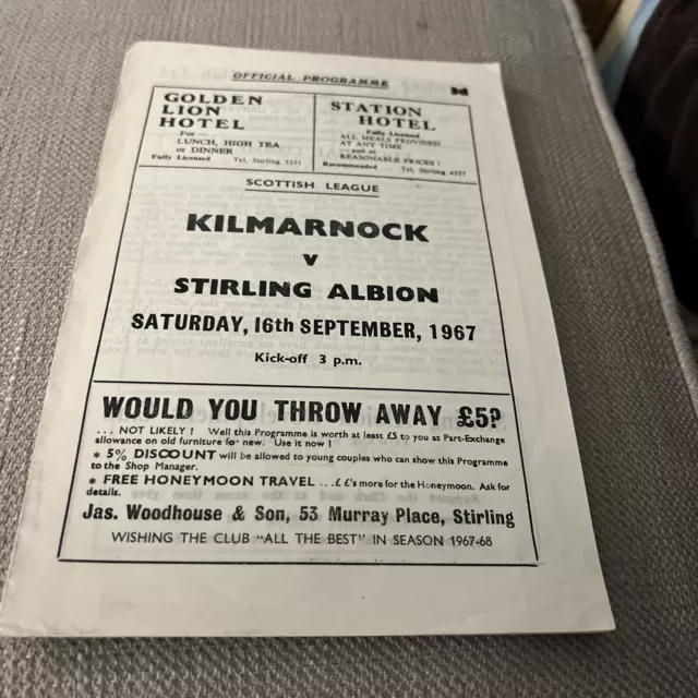 1967-68 (Sep)  Stirling Albion  v  Kilmarnock  -  Scottish League