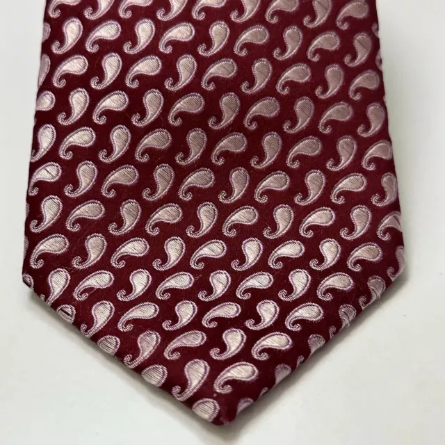IKE BEHAR MEN silk Paisley Tie red Hand tailored L60 W3 $21.00 - PicClick
