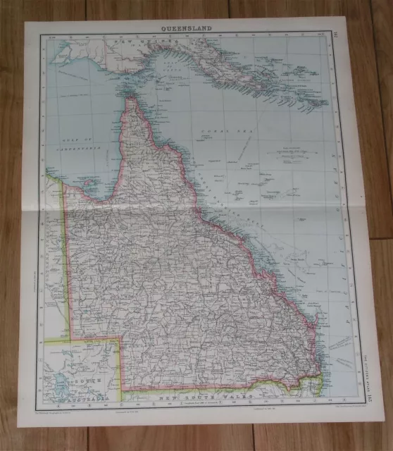 1924 Vintage Map Of Queensland Brisbane Australia