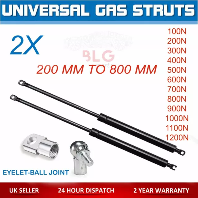 Universal Gas Struts 200-800Mm Multi Purpose 100N-1200N Balljoint Or Eyelet 2X