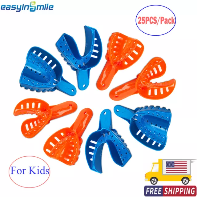 Dental Orthodontic Impression Trays Perforated Plastic Tray M/L For Kids 25Pc/Pk