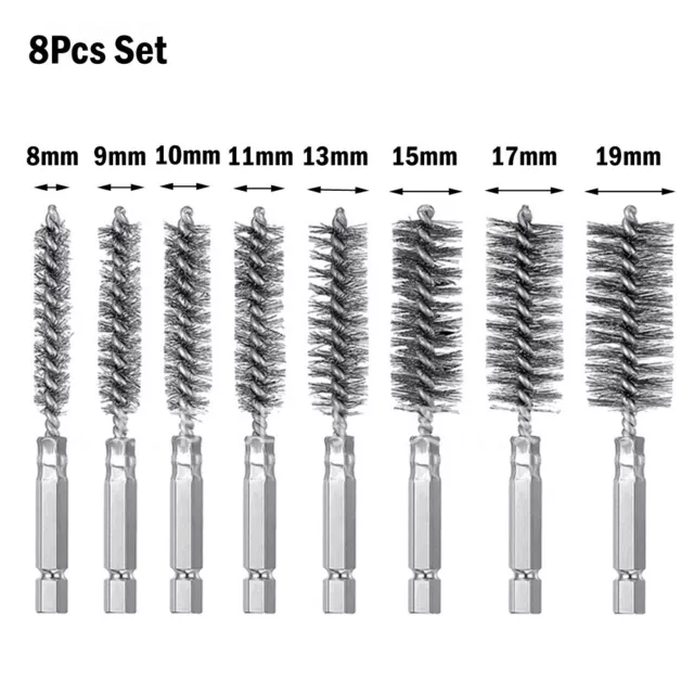 Set di spazzole da trapano 819 mm di alta qualità 8 pz pulizia tubo filo pulito