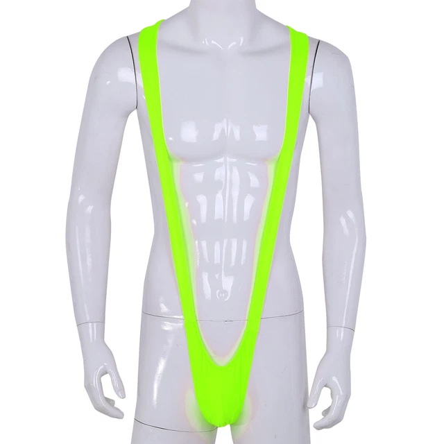 Men’s One Piece Leather Mankini – Patent Leather & Spandex Jockstrap Bikini Thong Bodysuit
