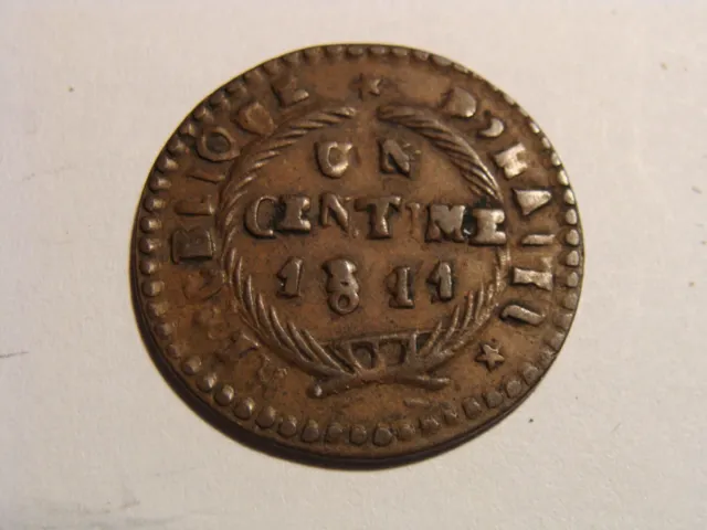 1841 Haiti One Centime - nicely circulated condition!