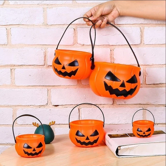 5 PCS HALLOWEEN Portable Pumpkin Buckets, Trick or Treat Candy Jar ...