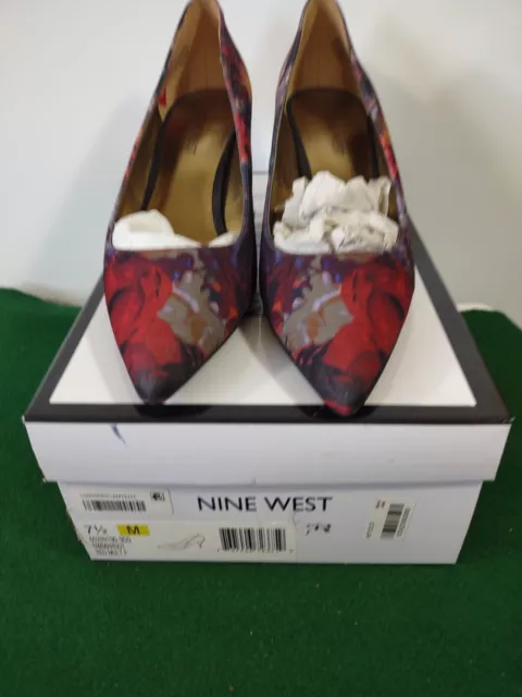 Nine West Shoes Womens Sz 8 M Pumps Heels Pointed Toe Shoes Floral Upper