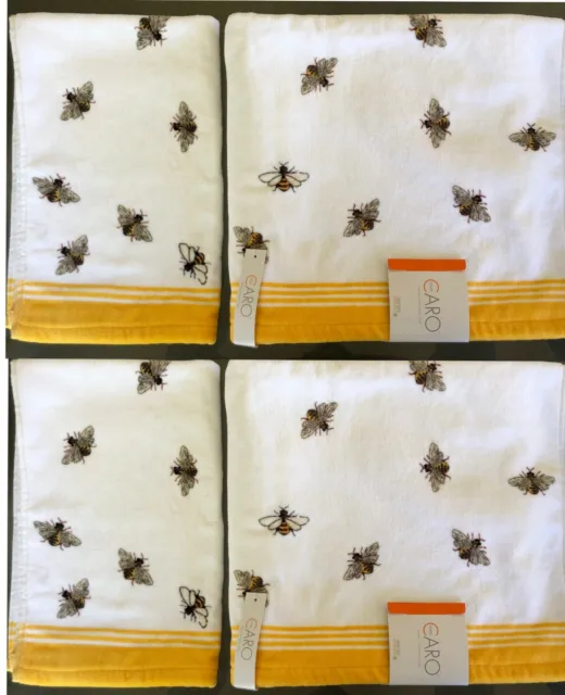 Caro Home Bath Towel Set Bumble Bees 4-Piece Bath Towels