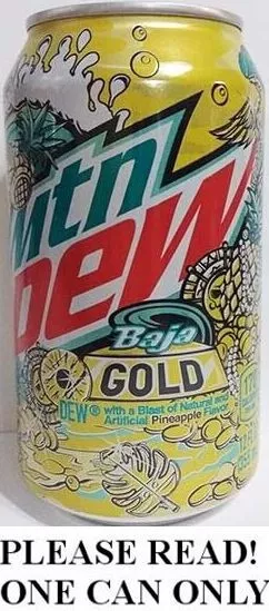 Mountain Dew Baja Golden Pineapple Complete New 12oz 355ml Can Pepsi USA 2022 Ltd. E