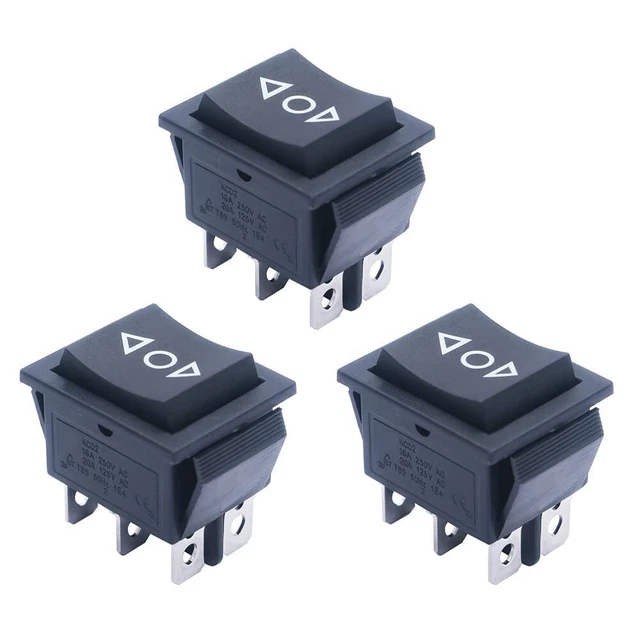 mxuteuk 3pcs DC12V Momentary Rocker Switch DPDT Reverse Polarity Toggle Switc...