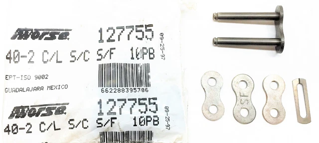 MORSE 40-2 C/L S/C S/F Chain Link 40 Chain 1/2" Pitch 127755 [Lot of 9] NOS