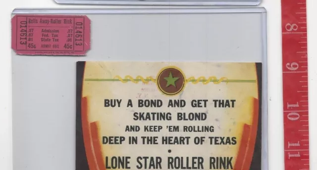 vintage lot roller rink decal Lone Star Barstow Texas & ticket