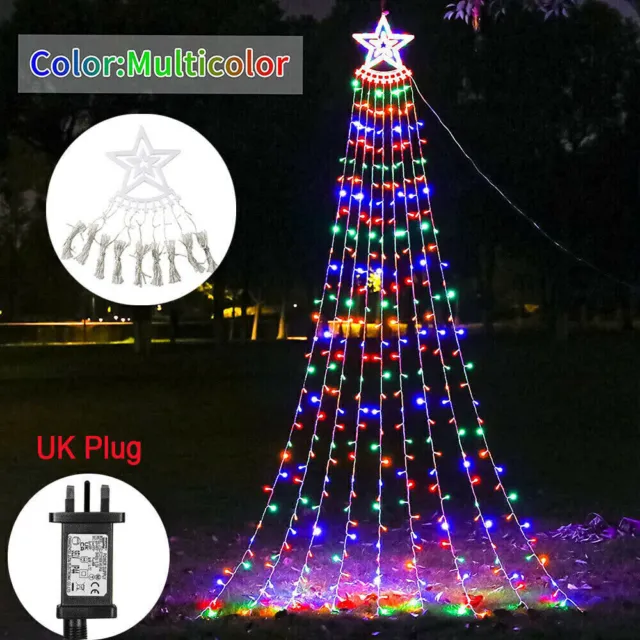 350 LED Lichterpyramide 4 Meter Weihnachtsdeko Lichterkette Beleuchtung Stern