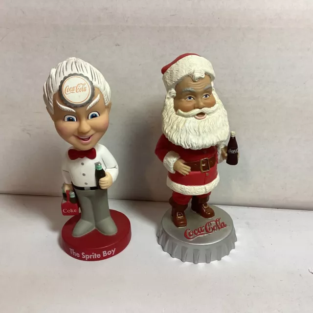 Coca-Cola Hardees Santa Claus 2002 & The Sprite Boy Bobble head Figurine