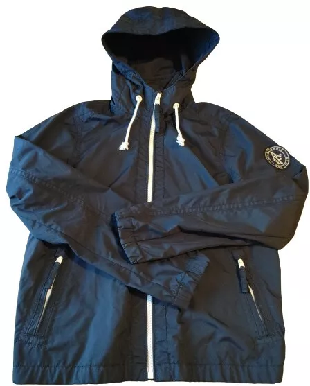 Abercrombie & Fitch Boys XL Navy Blue Hooded Rain Jacket 100% Nylon
