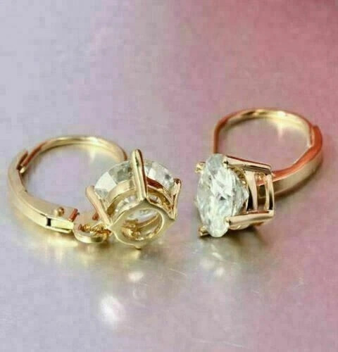 1.70 Ct Round Lab-Created Diamond Huggie/Hoop Earrings 14K Yellow Gold Plated
