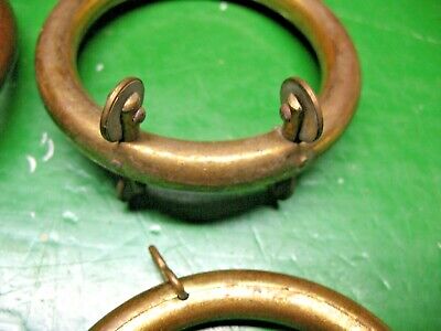 ANTIQUE  CURTAIN DRAPERY  BRASS  HOOK  RINGS LOT (4)  w/ ROLLER GUIDES 2