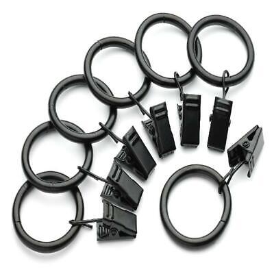 Metal Curtain Clip Rings 1 Inch Hanging Rings Black Finish Classic Set Of 20 New