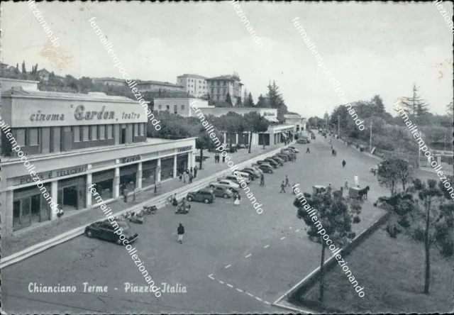 cg522 cartolina chianciano terme piazza italia provincia di siena toscana