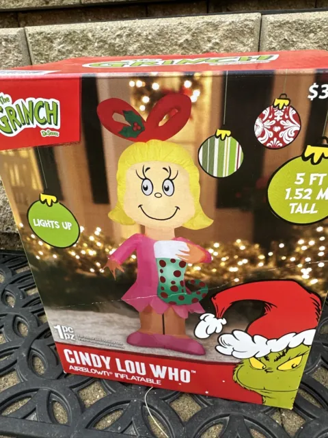 NEW The Grinch Cindy Lou Who Dr. Seuss 5’ Christmas Airblown Inflatable Decor