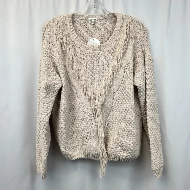 NWT En Creme Womens Beige Knit Long Sleeve Round Neck Pullover Sweater Size M/L