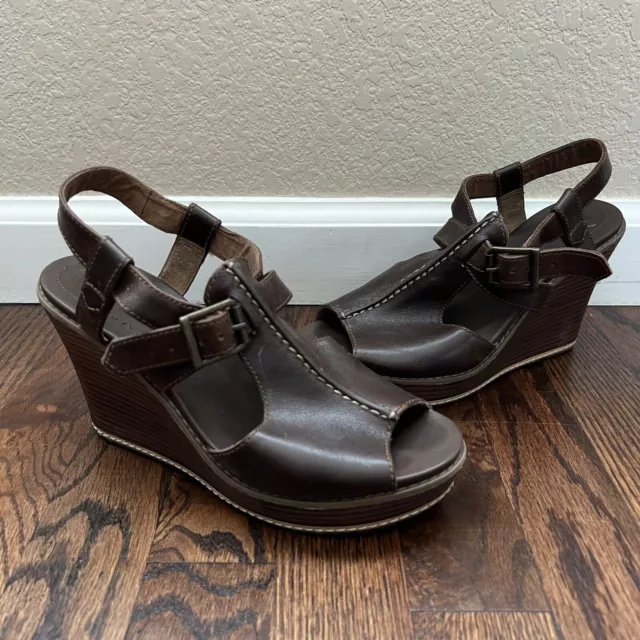 Timberland Earthkeepers Danforth Wedge Leather Sandals Women Size 6 Anti-Fatigue