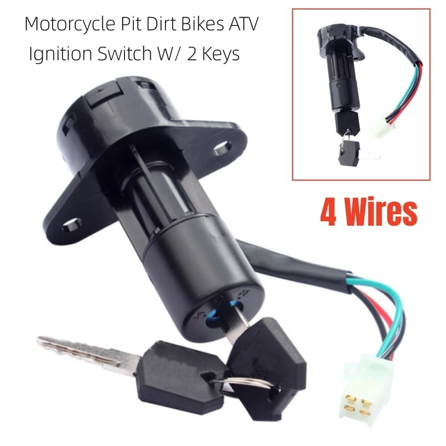 4 Wires Universal Motorcycle Pit Dirt Bikes ATV Ignition Switch W/ 2 Keys Black