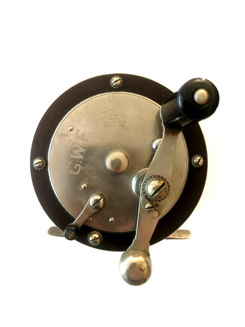 Vintage Julius vom HOFE 3/0 free-spool casting real Pats Nov 1885, Oct 1889