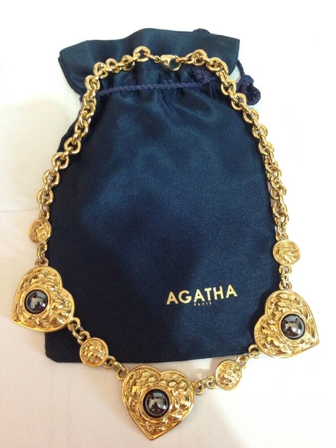 MAGNIFIQUE COLLIER PLAQUÉ Or Signé AGATHA PARIS Neuf Dans Son