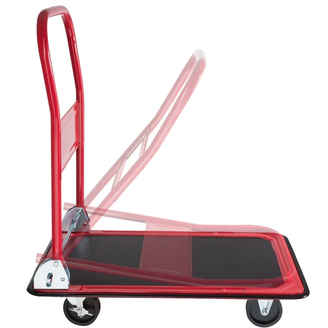 Chariot De Manutention Pliable à Plateau 80x60 Cm - Capacité 300 Kg - 4 Roulettes MSW