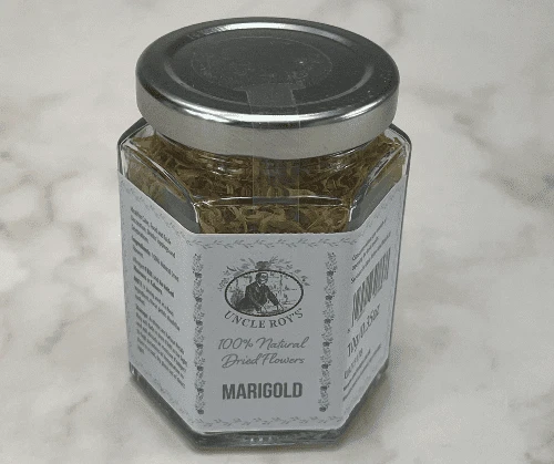 Nuevos pétalos comestibles naturales - pétalos de caléndula amarilla - frasco de vidrio de 195 ml