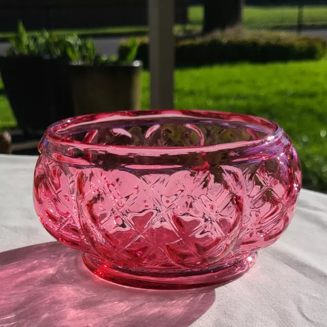 Vintage Bright Warm Pink Textured Bumpy Bubble Candy Dish Bowl  Fenton??