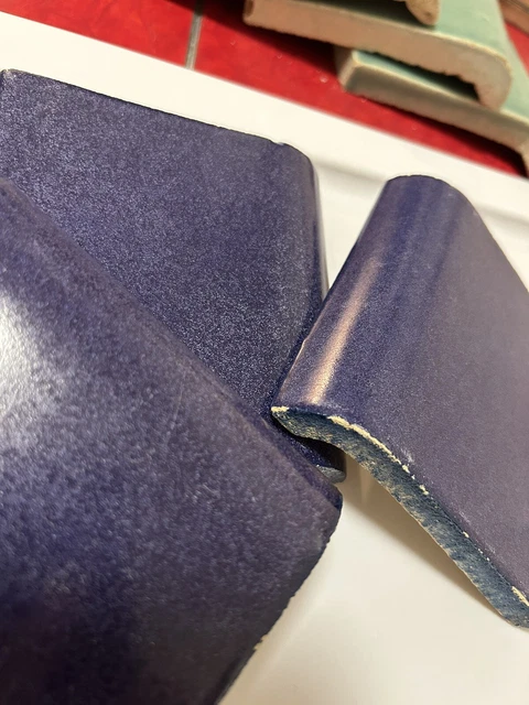 1930's Vintage Kraftile - Radius Caps - Nice Cobalt Blue 4 1/4” x 4 1/4”