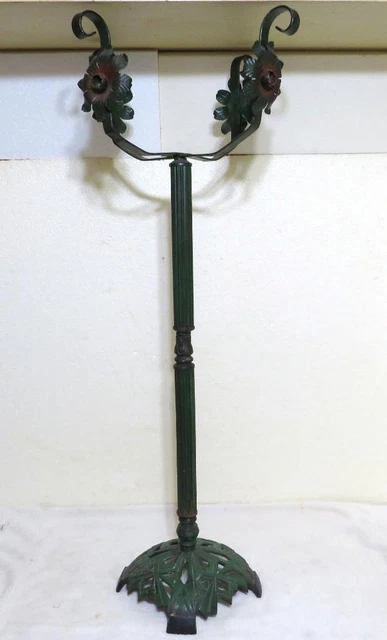 Art Deco Floral Iron Fish Tank Bowl Globe Stand Ornate Details 38 1/2" tall