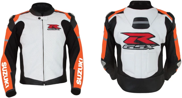 Suzuki Bikers Leather Jacket Motorcycle Racer Motorbike Armored Sports All Size