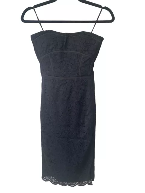 NWT Diane Von Furstenberg Black  Strapless Lace Sheath Mini Cocktail Dress