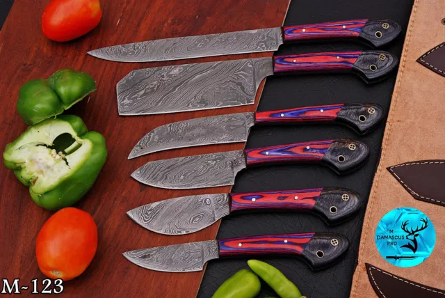 Custom Hand Made Forged Damascus Steel Chef Knife Kitchen Knives Chef Set - 123