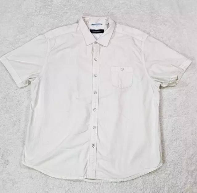 Tommy Bahama Button Down Shirt Mens XXL Tropical Short Sleeve Tencel Cotton