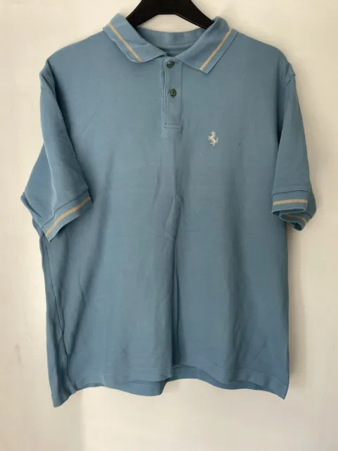 Fila Ferrari Polo Shirt Button Up Large Blue