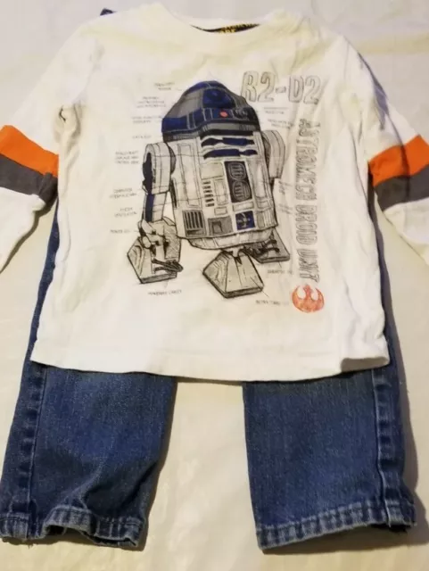 3t Boys Star Wars Outfit, Long Sleeve Tshirt with R2D2 and Levi's Jeans