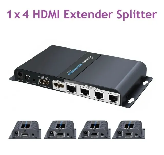 2/4 Port HDMI Extender 1080P 1X2 1X4 Splitter over cat5e/6/7 LKV712Pro LKV714Pro
