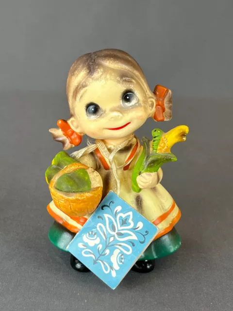 Josef Originals Wee Folks GARDEN HARVEST GIRL with Corn 4” Figurine 1967