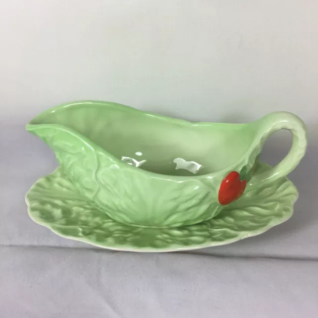 Carlton Ware Cabbage Leaf and Tomato Sauce Boat and Saucer - 5.5 inches