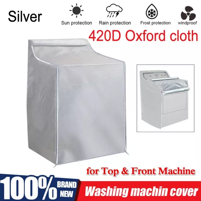 Silver Washing Machine Top Dust Cover Laundry Washer/Dryer Protect Waterproof