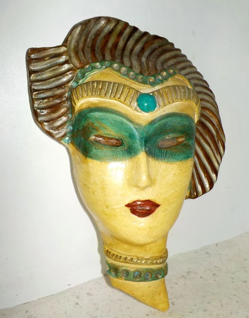 Tableau Art Déco Polychrome En Plâtre : Femme Avec Enfant, Arnova 293