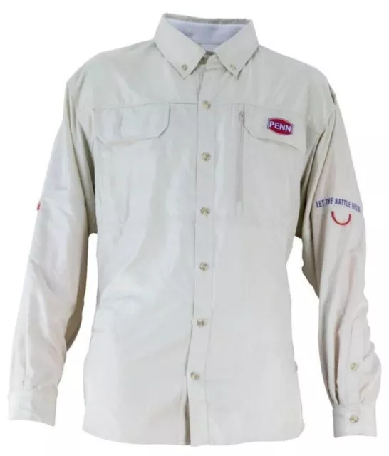 Berkley Long Sleeve Performance Tech Fishing Shirt 2XL Mens Oatmeal Poly